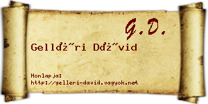 Gelléri Dávid névjegykártya